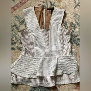 BCBGMaxAzria White Eyelet Peplum Top
